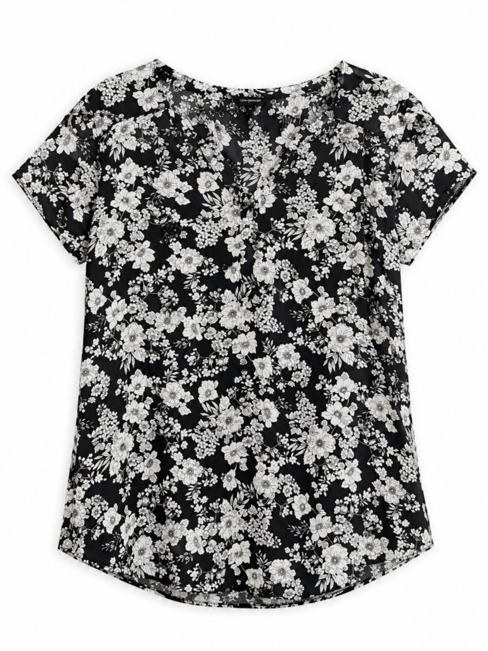 Torrid Harper Floral Georgette Blouse 4X Black White Short Sleeve Plus Size Top - Picture 6 of 6